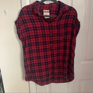 American Eagle Short Sleeve Plaid Flannel